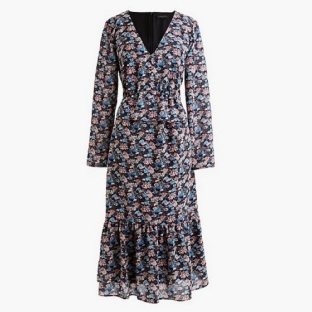 NWT J Crew Paisley Floral Ruffle Hem Dress